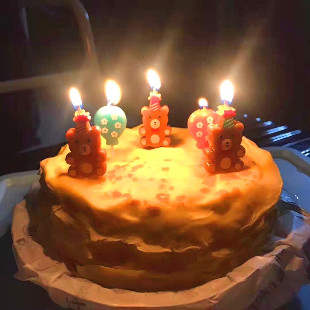 Korean ins cartoon color cute bear hat balloon birthday candle children's party decoration cake 5 packs