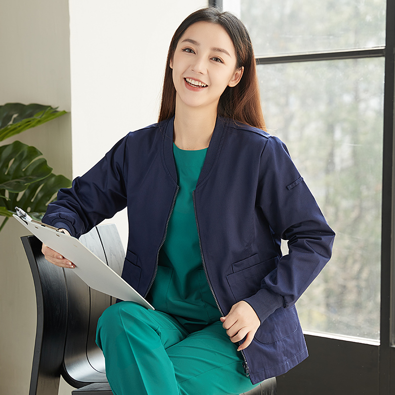 Dentist Scrub Coat, Operating Room Nurse Coat, Polyester-Cotton Single-Piece Top, Surgical Gown