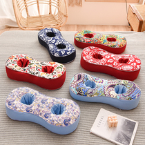 Double hole ear pillow raised single buckwheat shell hard pillow core cotton coarse cloth pillow cover for the elderly cervical spine gift pillow