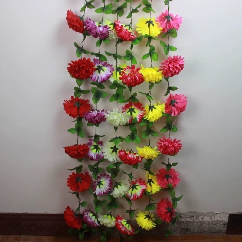 清明仿真菊花假花绢花藤条藤蔓祭祀扫墓上坟祭祖墓碑挂壁塑料花链详情7