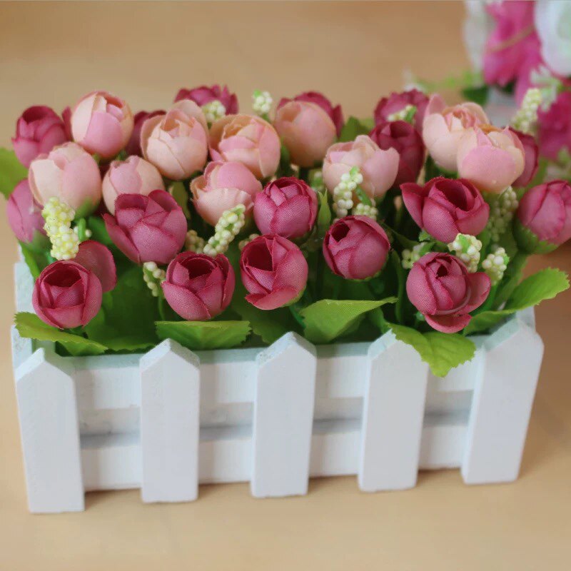 尤加利摆件木栅栏花套装仿真花假花道具盆栽花塑料花艺绿植草花详情19