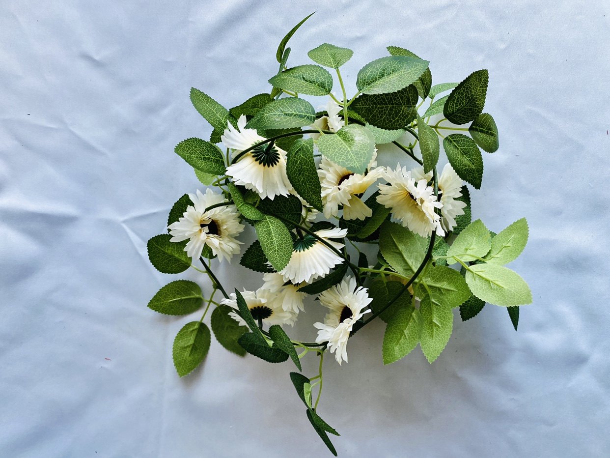 仿真花单只挂壁花艺太阳花藤假花藤绢蔓室内壁挂空调管道遮挡装饰详情7