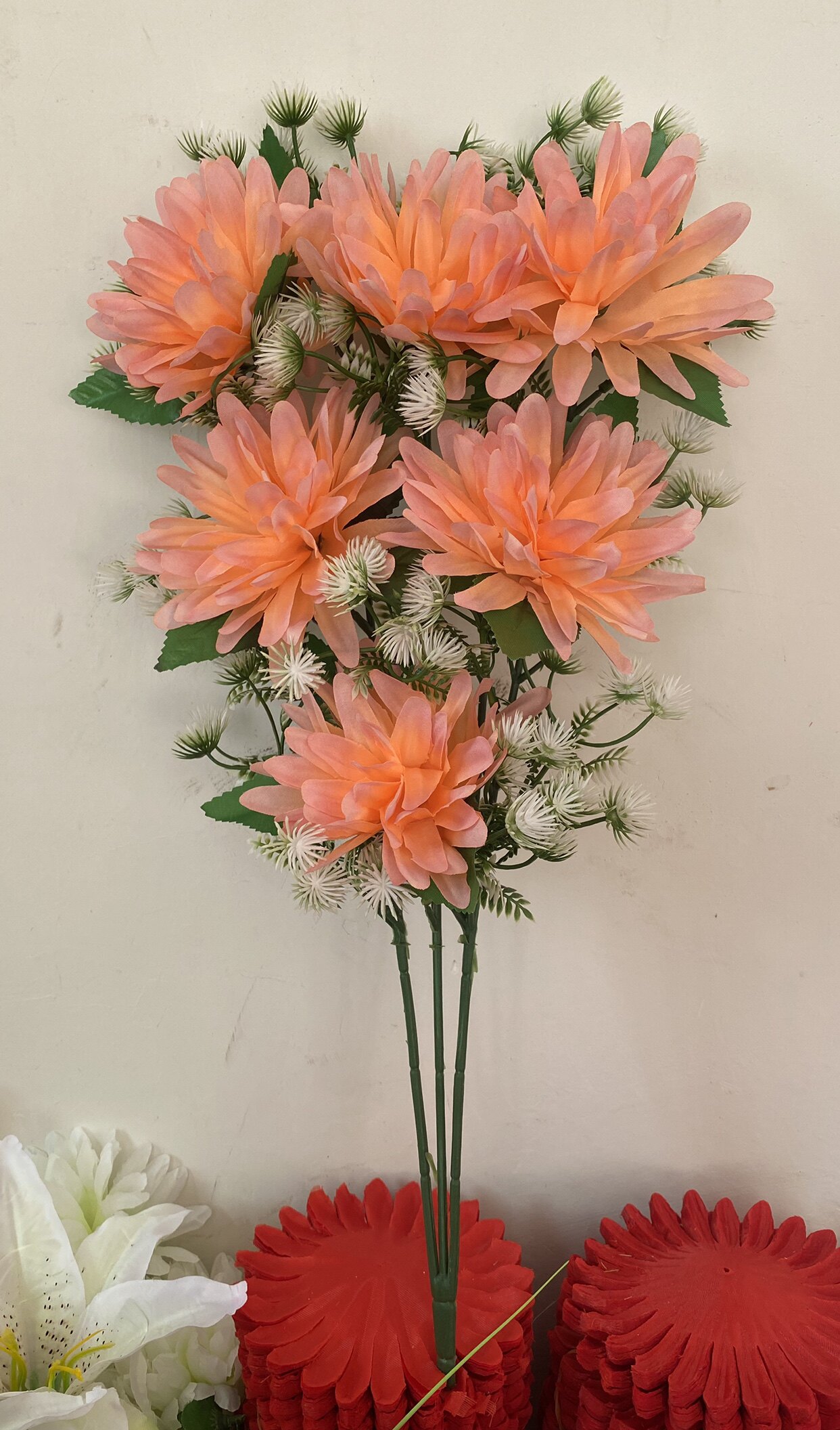 厂家直销仿真花束菊花单支假花绢花塑料清明祭祀装饰摆放花束批详情18