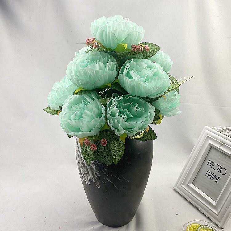 12头洋牡丹仿真把束西洋玫瑰假绢花婚礼婚庆插花装饰欧式花墙花艺详情12