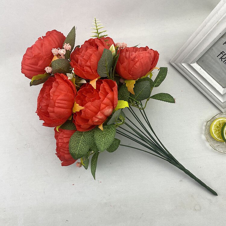 12头洋牡丹仿真把束西洋玫瑰假绢花婚礼婚庆插花装饰欧式花墙花艺详情7