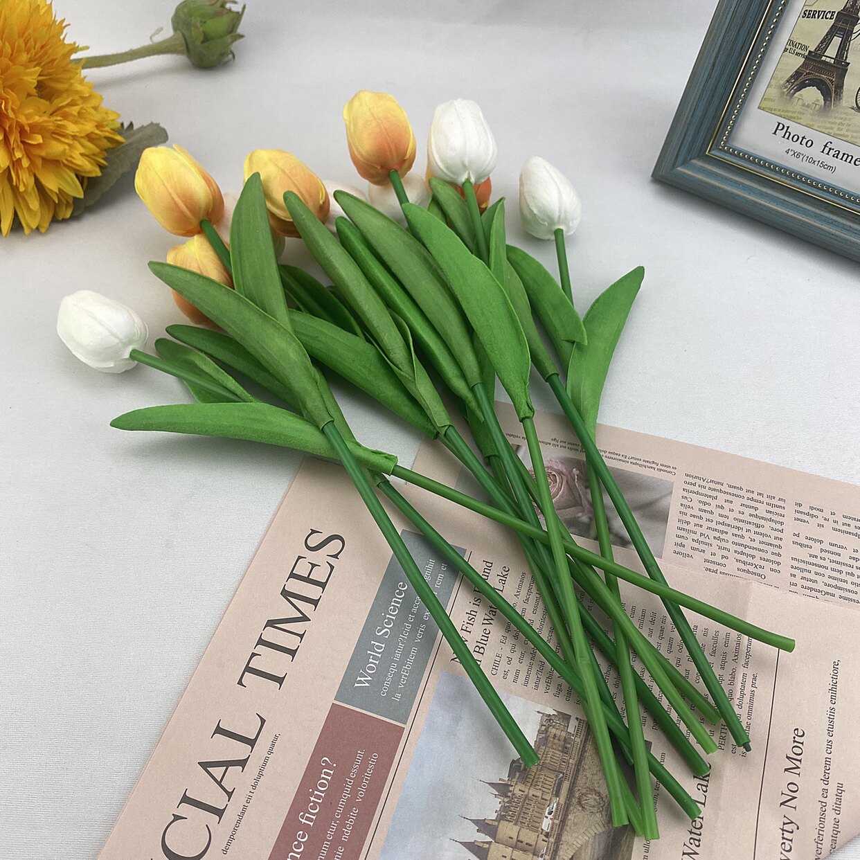 简约仿真干花束手感保湿郁金香高档插花客厅蛋糕装饰假花摆设蓝海详情18