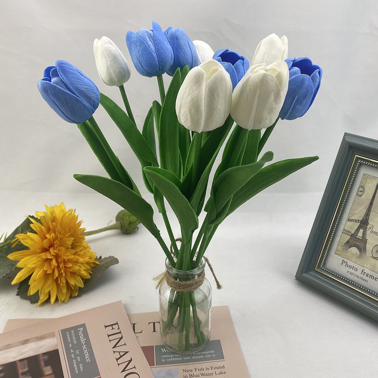 简约仿真干花束手感保湿郁金香高档插花客厅蛋糕装饰假花摆设蓝海详情14