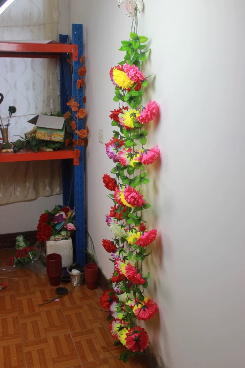 清明仿真菊花假花绢花藤条藤蔓祭祀扫墓上坟祭祖墓碑挂壁塑料花链详情9