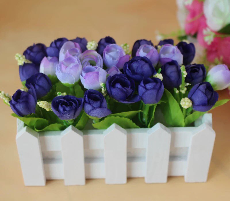 尤加利摆件木栅栏花套装仿真花假花道具盆栽花塑料花艺绿植草花详情16