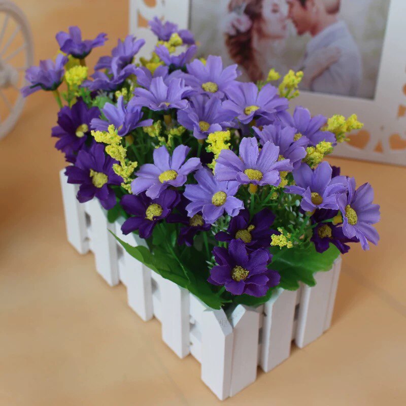 尤加利摆件木栅栏花套装仿真花假花道具盆栽花塑料花艺绿植草花详情12