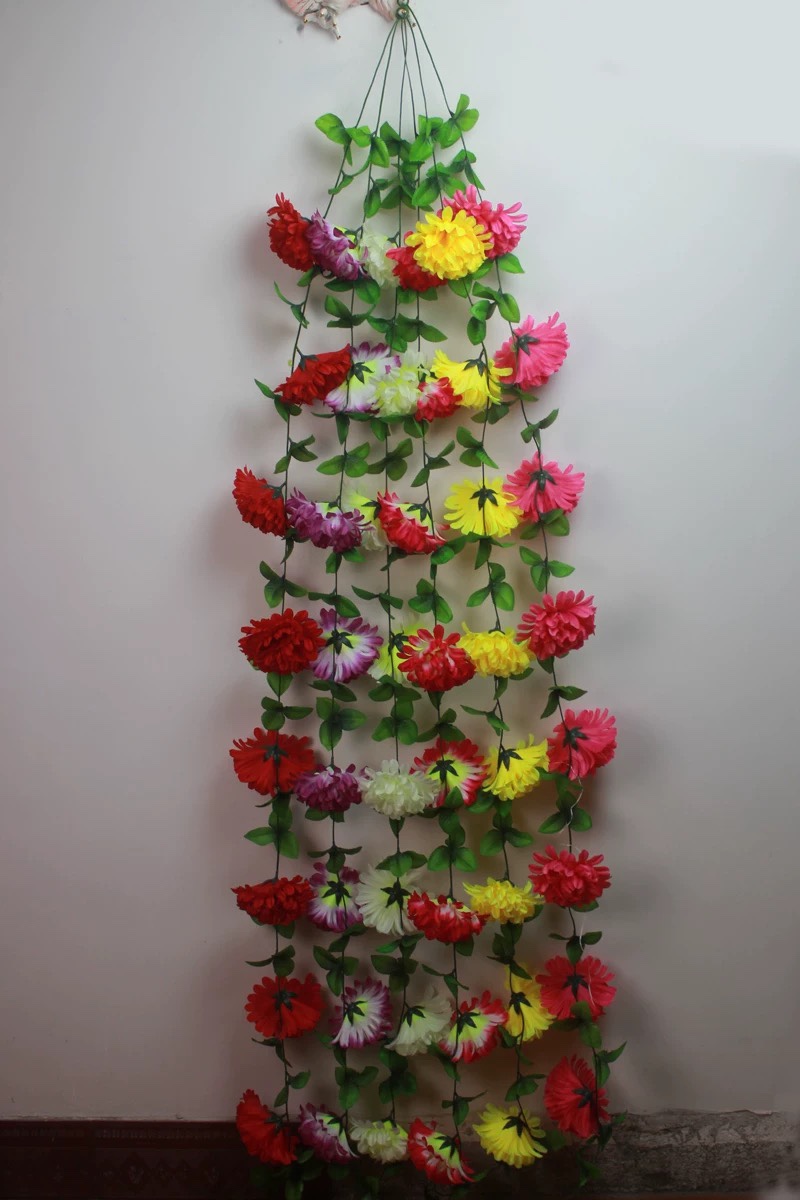 清明仿真菊花假花绢花藤条藤蔓祭祀扫墓上坟祭祖墓碑挂壁塑料花链详情6