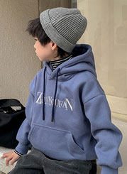 Детская куртка Жан 男童牛仔外套加厚冬款洋气儿童羊羔毛冬季帅气冬天中大童冬装 Zhen fan