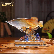 Ritual Home Decoration Ancient Law Glass Decoration Ornaments Wealth Golden Dragon Fish Home Living Room Decorations Opening Crafts