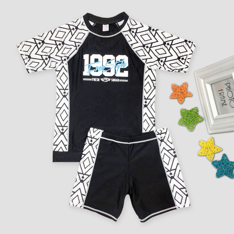 Teen children's swimsuit Big child fat plus size boys swimming trunks two-piece 12-15 years old student swimming suit