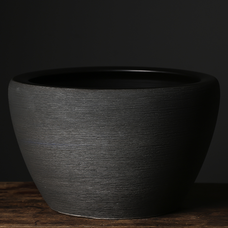 Jingdezhen Ceramic Fish Bowl Lotus Cylinder Large Water Cylinder Living Room with Koi Cylinder