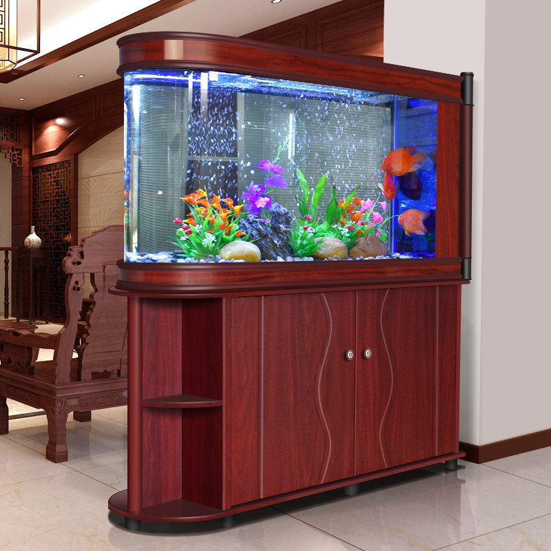 Opel bullet fish tank Aquarium Ecological glass living room size u-shaped wood grain bottom filter free water floor