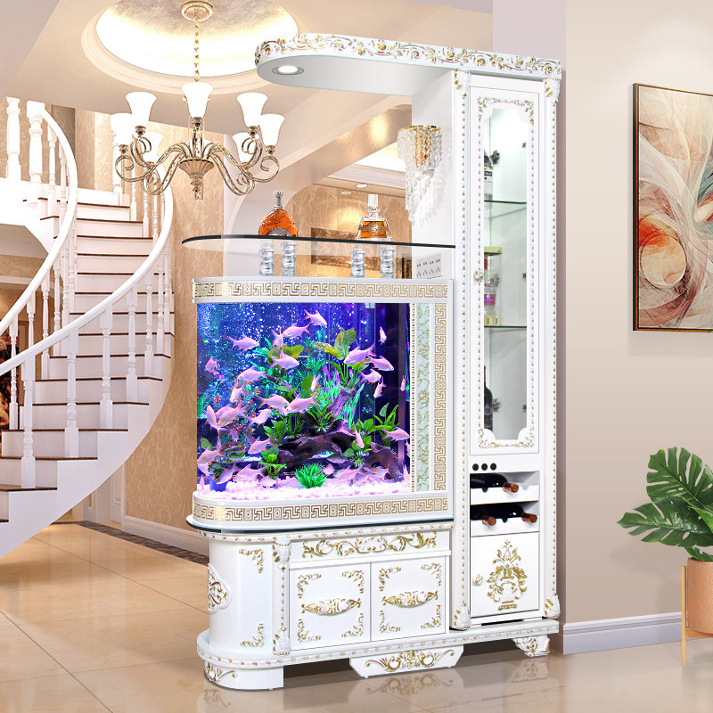 Sub Warhead Wine Cabinet Fish Tank Partition Wall Screen Living-room Floor Home Eco-Genguan Aquarium Integrated large