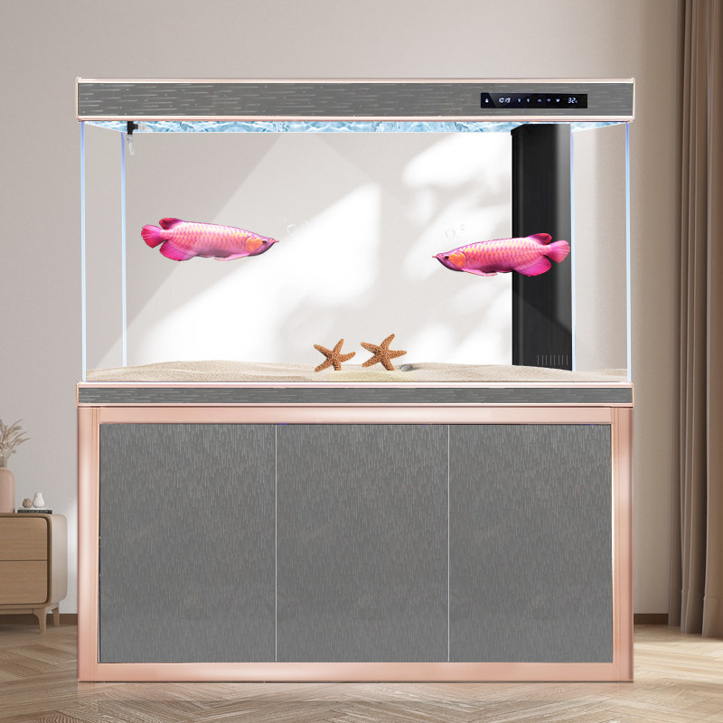 2021 new super white fish tank living room large aquarium glass floor flat household vertical screen bottom filter customized