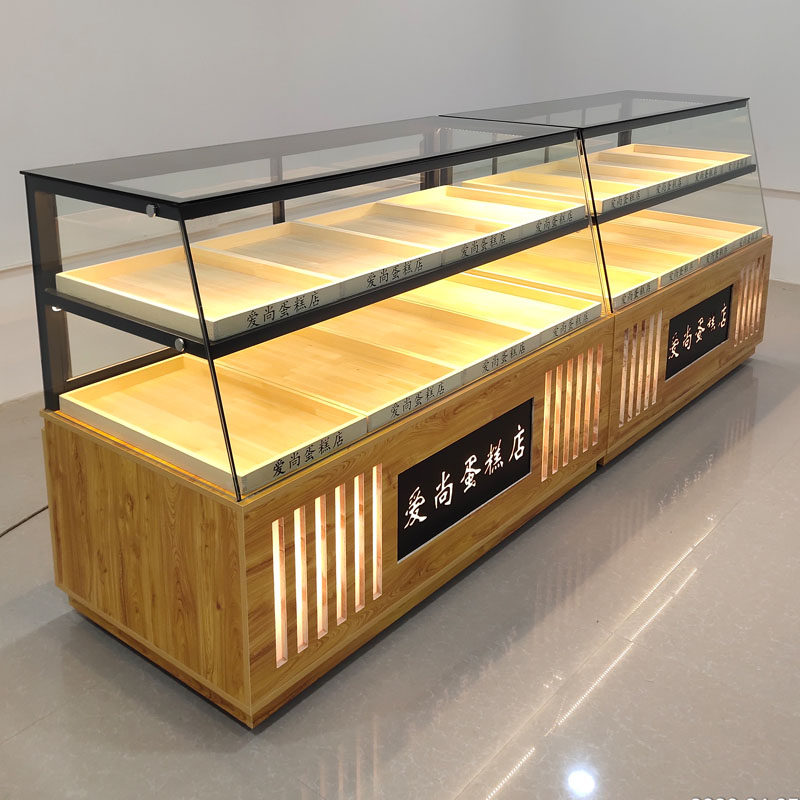 Bread cabinet display cabinet Pastry cabinet Cake shop shelves Peach pastry cabinet Glass commercial right angle glass cabinet Arc