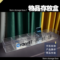 Brand new acrylic mobile phone storage box items storage grid display box storage box custom transparent five-sided box