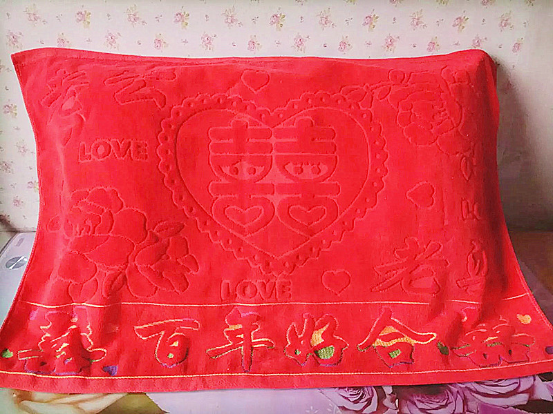 Red bông gối bao gồm gối bao gồm một cặp kết hôn Qinghong Tăng dày món quà gối khăn khăn cưới lại - Khăn gối khăn bông gối