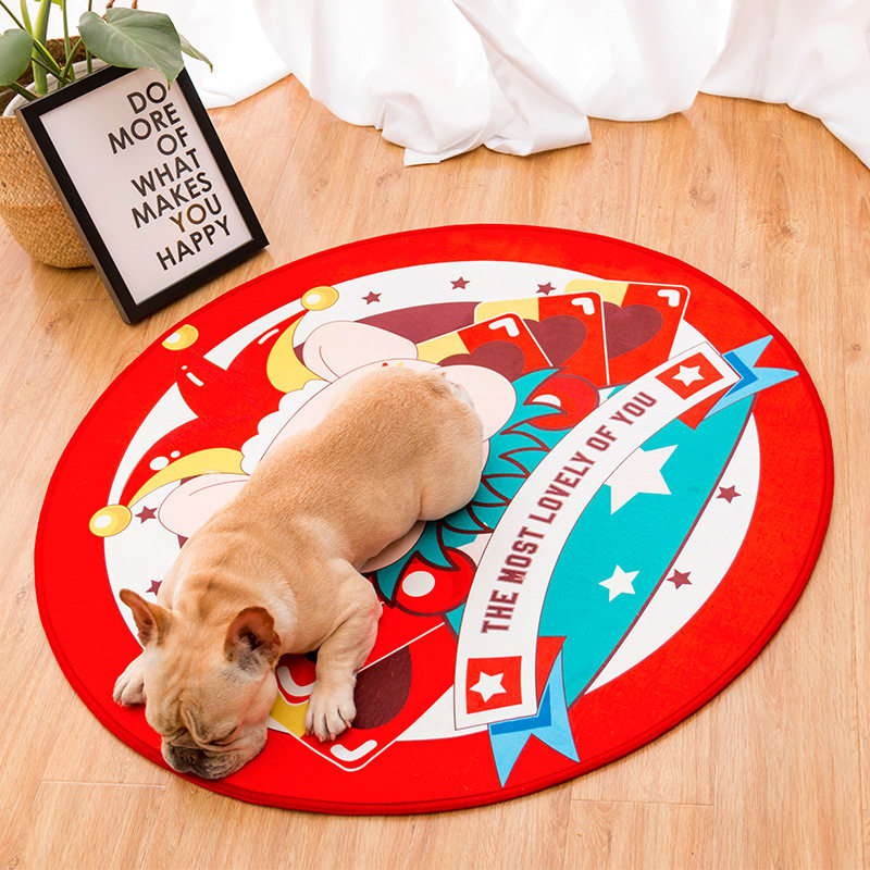Season Mats Original Pet Mat Farfight Foot Mat Pattern Ground Mat Crystal Suede Round Dog Sleeping Mat Non-slip Mat