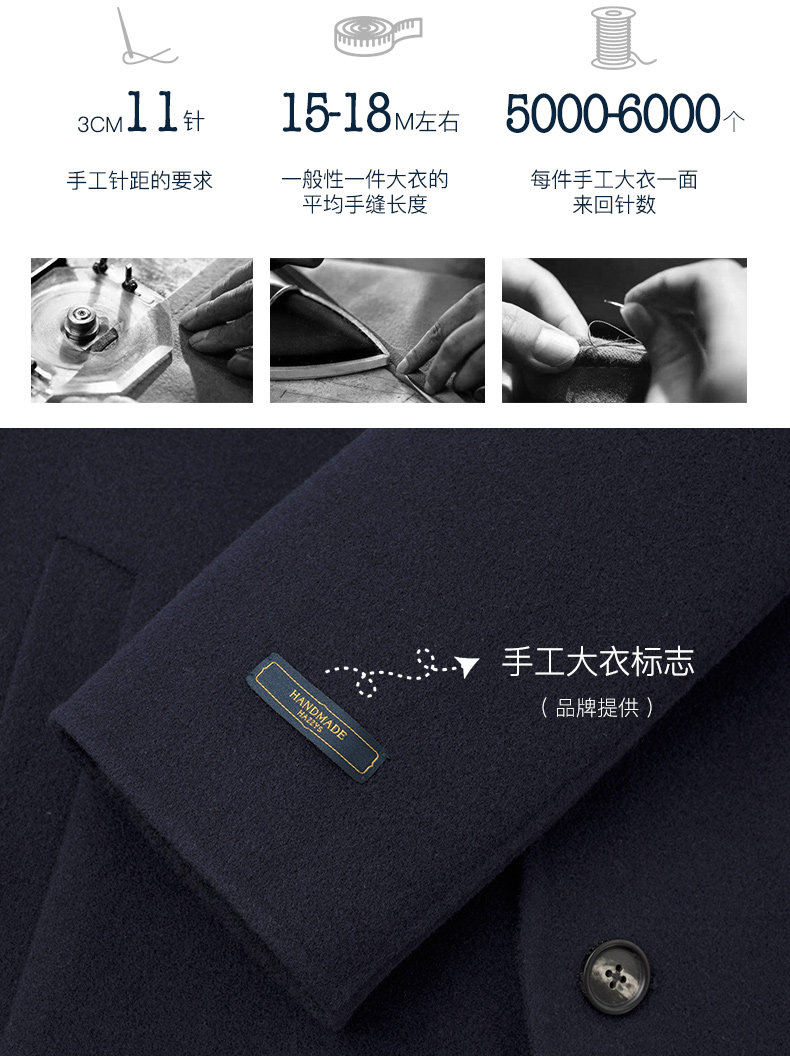 LG时装旗下中高端品牌 Hazzys 哈吉斯 男士纯手工缝制 羊毛大衣 图4