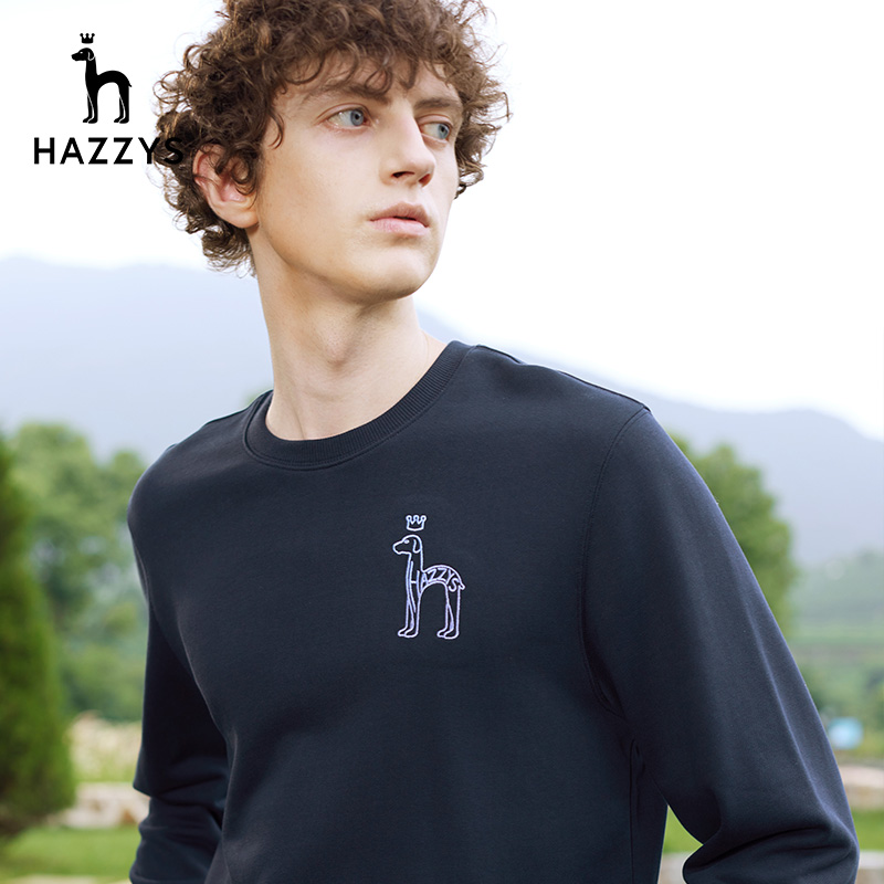 Hazzys haggis men's shoulder sleeve sweater loose pullover men's Korean round neck autumn coat