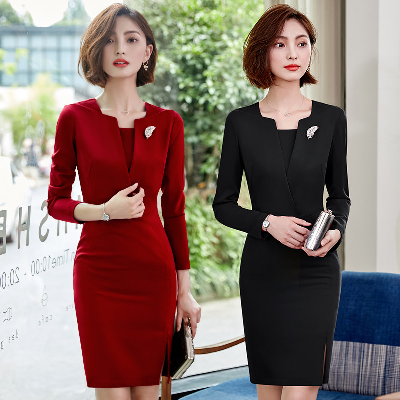 Professional Ocean Dress Women's 2022 New Formal Occasions Fashion Temperament Work Clothes OL Positive Dress Up and Slim Fit