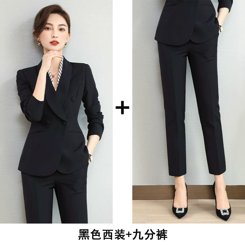 Set, thin summer classic suit jacket for work, Korean style, with short sleeve