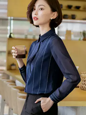 Chiffon shirt women's long sleeve Korean spring and summer New ol commuter professional fashion foreign style jacket loose inner shirt