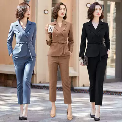 Plaid suit women's professional clothes British style fashion temperament casual suit OL Korean overalls autumn clothes