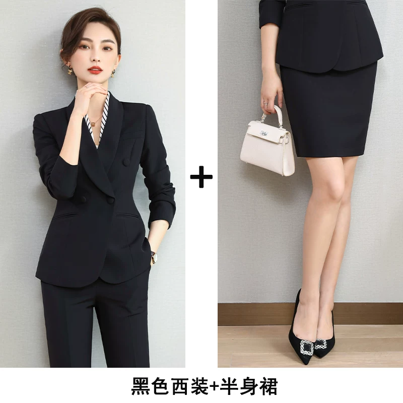 Set, thin summer classic suit jacket for work, Korean style, with short sleeve