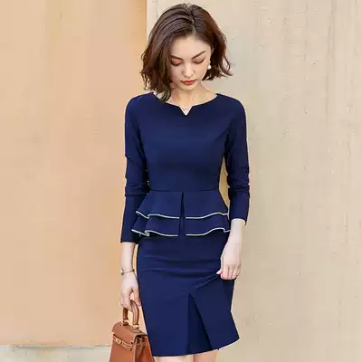 Professional dress female Korean version of formal work clothes spring and summer bag hips slim waist tooling fashion temperament commuter OL