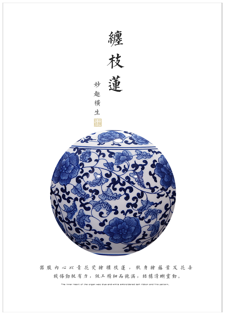 Jingdezhen ceramics classic blue and white porcelain vases, flower arrangement sitting room of Chinese style household adornment handicraft furnishing articles