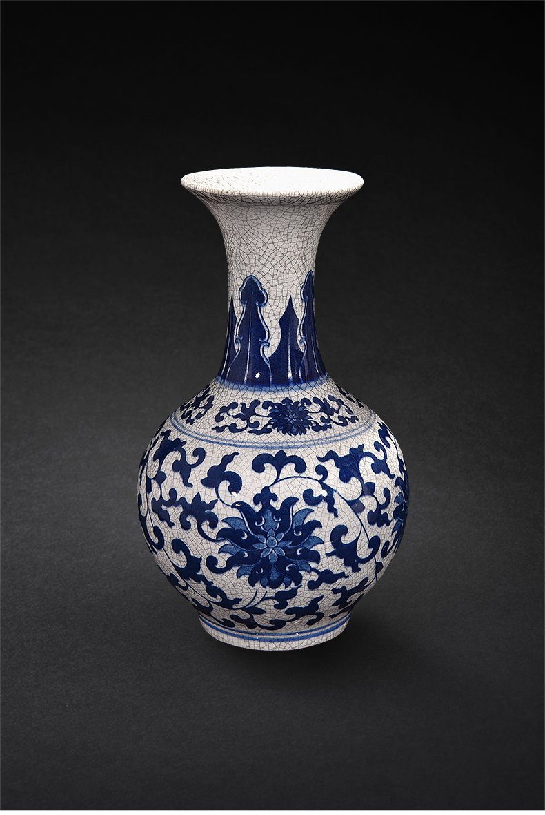 Jingdezhen ceramics imitation of classical Chinese flower arrangement of blue and white porcelain vase sitting room TV ark, home rich ancient frame furnishing articles