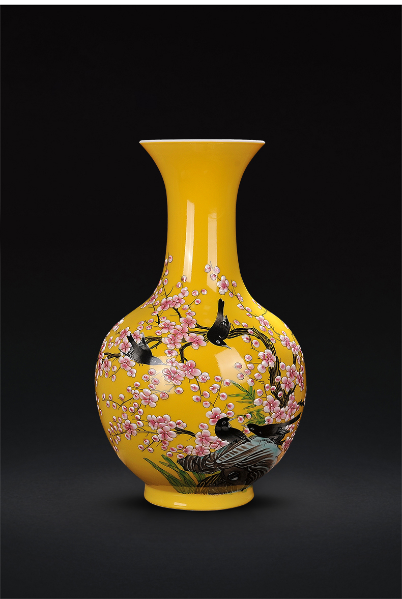 Jingdezhen ceramics hand - made pastel youligong porcelain vase flower vase new Chinese handicraft furnishing articles in the living room