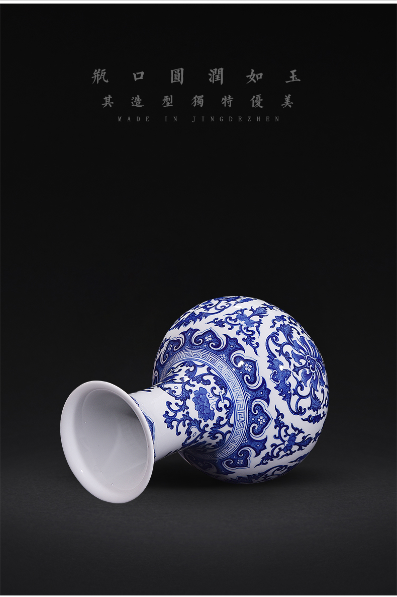 Jingdezhen ceramics hand - made antique blue - and - white riches and honour the best bottle of new Chinese style flower arrangement sitting room decorate gifts furnishing articles