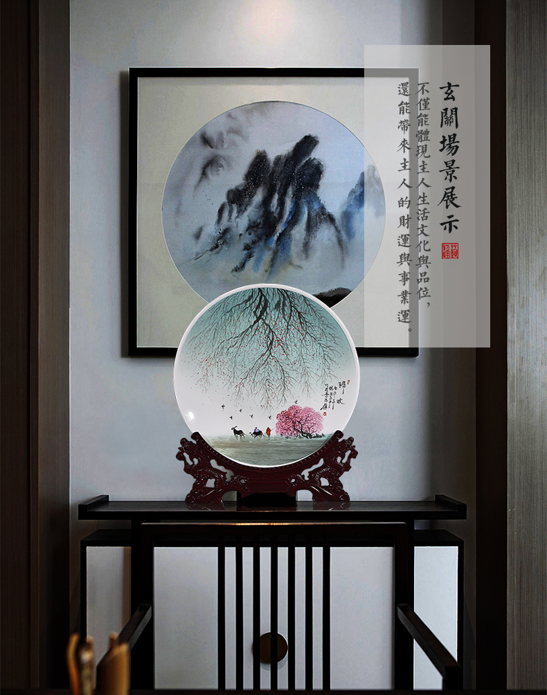 Jingdezhen ceramics hand - made decorative plate of the new Chinese style decorates porch sitting room adornment handicraft TV ark, furnishing articles