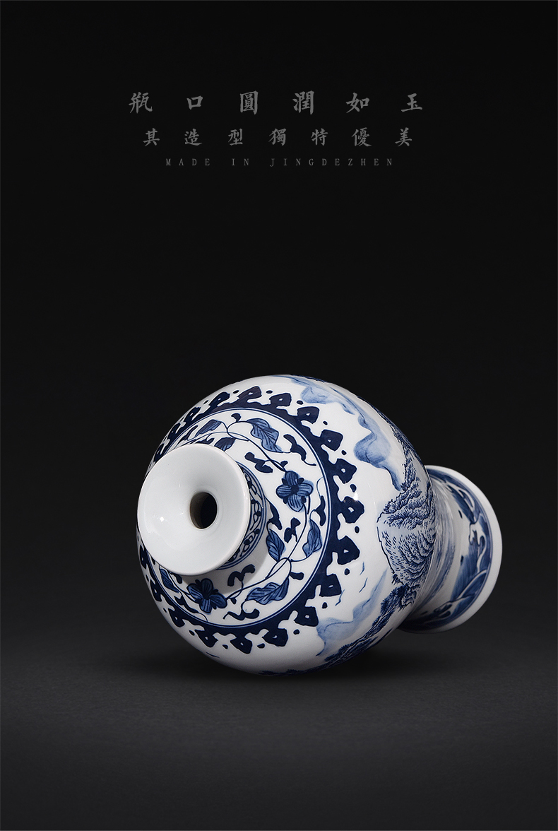 Jingdezhen ceramics antique landscape of blue and white porcelain vase flower arrangement sitting room of Chinese style household adornment handicraft furnishing articles