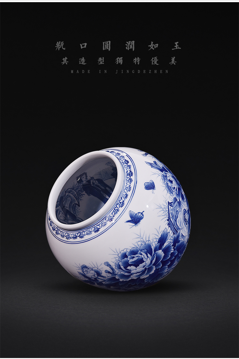 Jingdezhen ceramics hand - made of new Chinese style classic blue and white porcelain vase household adornment handicraft furnishing articles sitting room