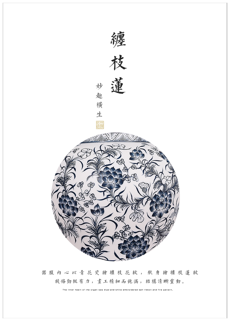 General antique hand - made of blue and white porcelain of jingdezhen ceramics unglazed pot household of Chinese style living room decoration craft gift
