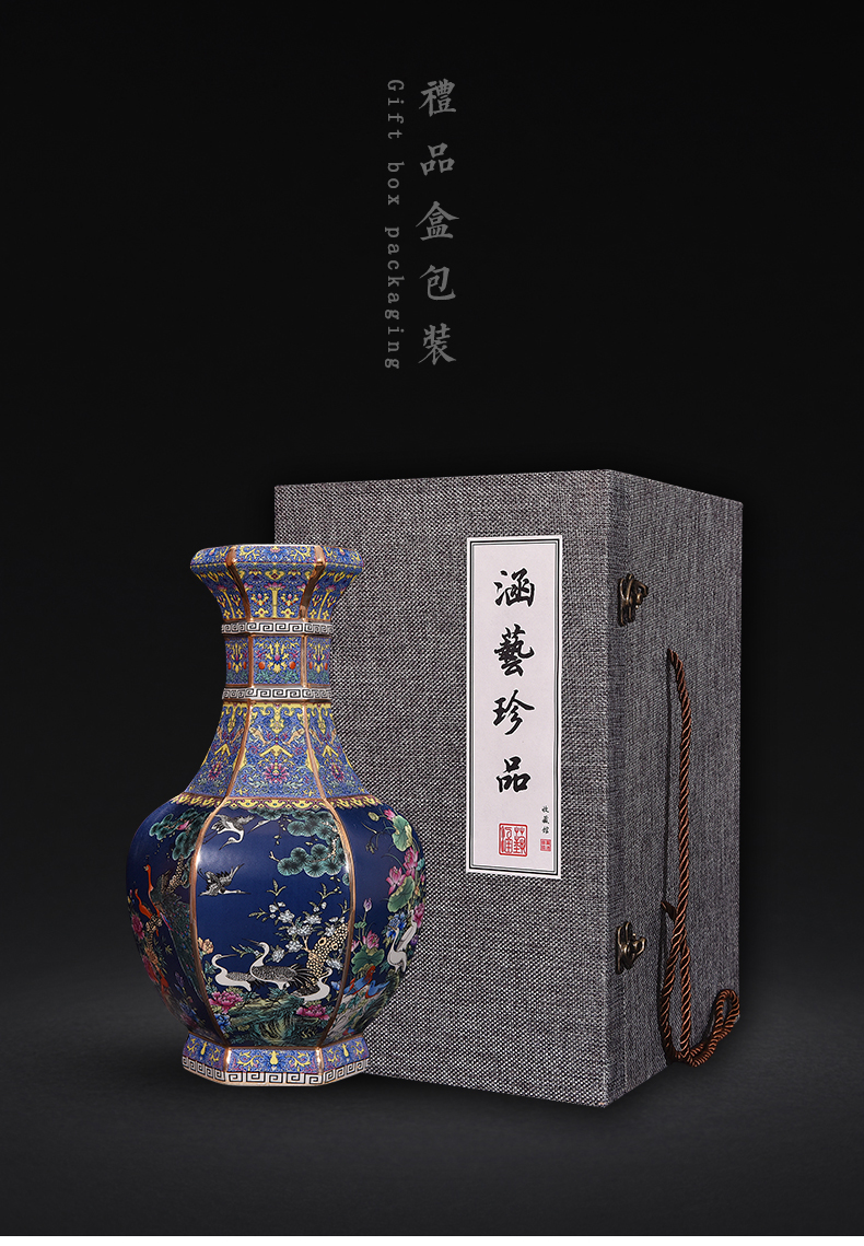 Qianlong vase enamel antique vase of jingdezhen ceramics classical sitting room adornment handicraft furnishing articles present