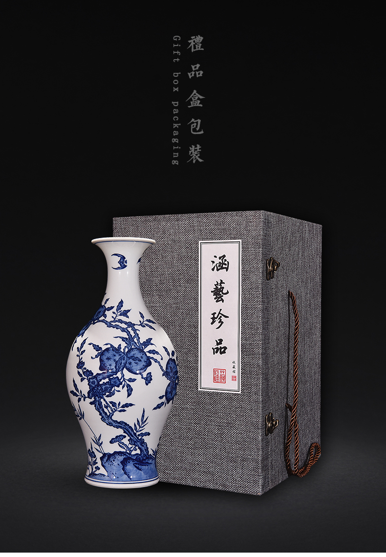 Jingdezhen ceramic vases, flower arranging new sitting room of Chinese style imitation antique hand - made of blue and white porcelain decoration handicraft furnishing articles