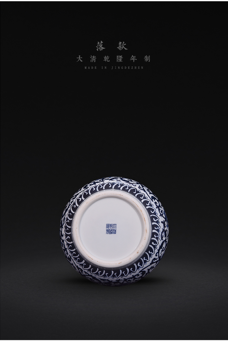 Jingdezhen blue and white flowers around branches ceramic hand - made caddy fixings new Chinese style household adornment furnishing articles of handicraft sitting room