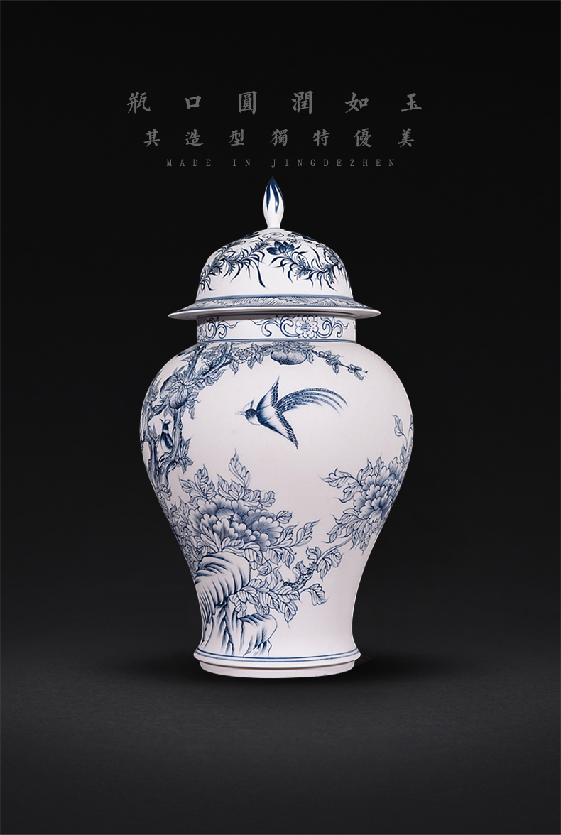 Hand - made porcelain of jingdezhen ceramics unglazed pot vase peony cultivars (general furnishing articles of the new Chinese style sitting room adornment