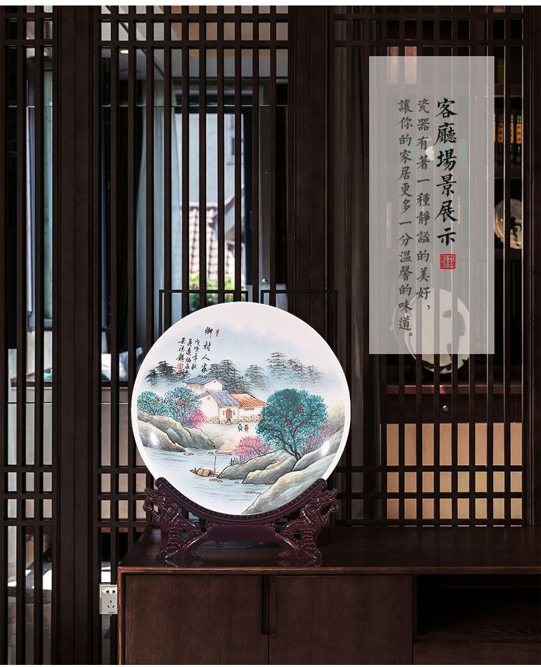 Jingdezhen ceramic hand - made village family decorate dish by dish hang dish of new Chinese style living room porch handicraft furnishing articles