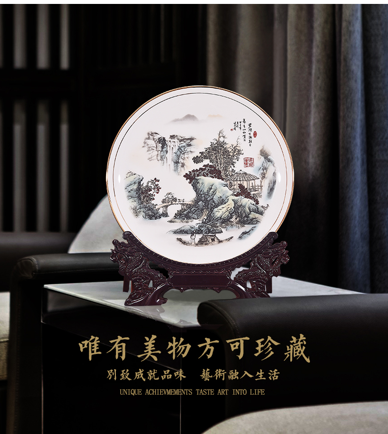 Jingdezhen porcelain pottery brigitte jian was born the tide decorate dish by dish hang dish of new Chinese style living room porch handicraft furnishing articles