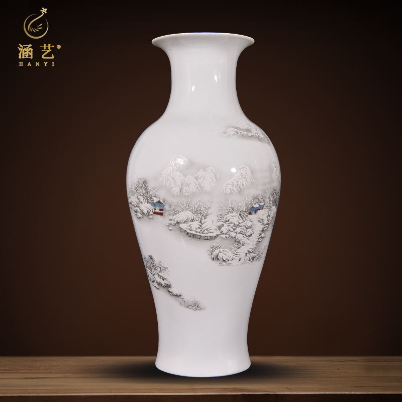 Jingdezhen Ceramic Ware Green Flower Porcelain Insert Drying Vases Chinese Home Use Living-room TV Cabinet Swing Piece Decoration Process Gift Hem