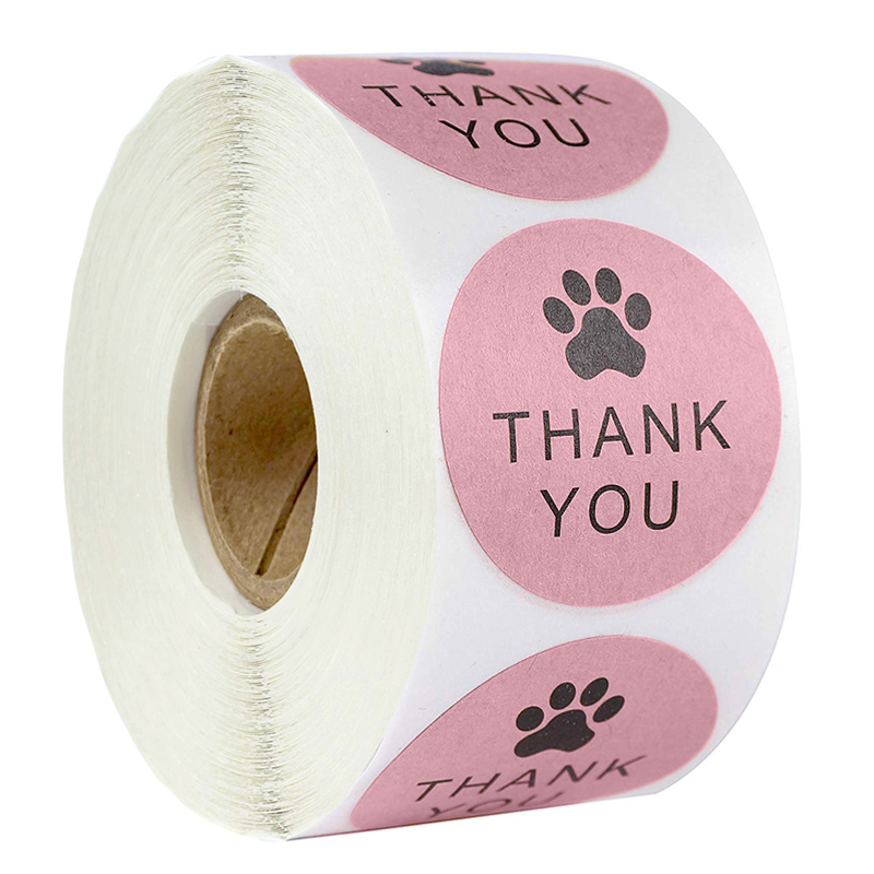 500 sheets roll round pink bear paw print sticker dog footprint gift seal packaging decoration envelope label sticker